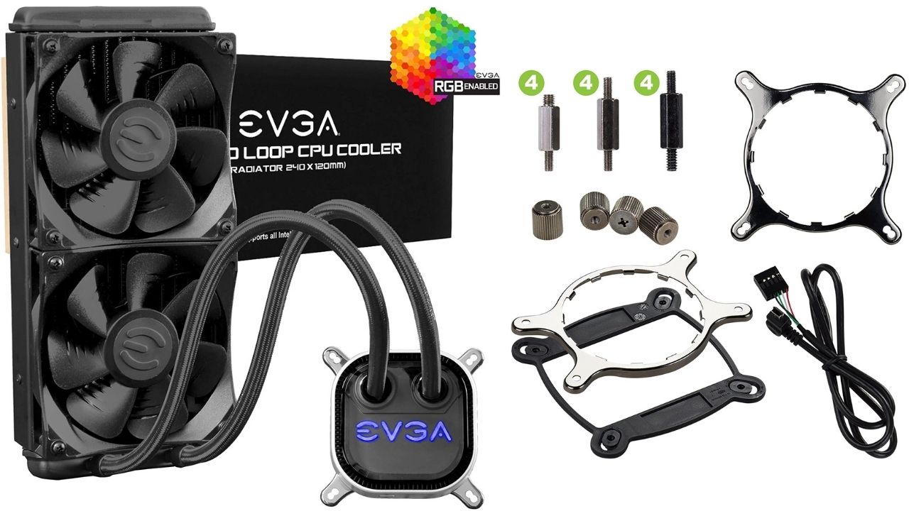 EVGA CLC 280mm All-In-One RGB LED CPU Liquid Cooler, 2x FX13 140mm PWM Fans