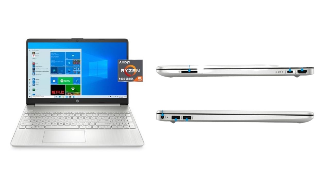 HP 15.6 FHD, Ryzen 5-5500 4K Laptop