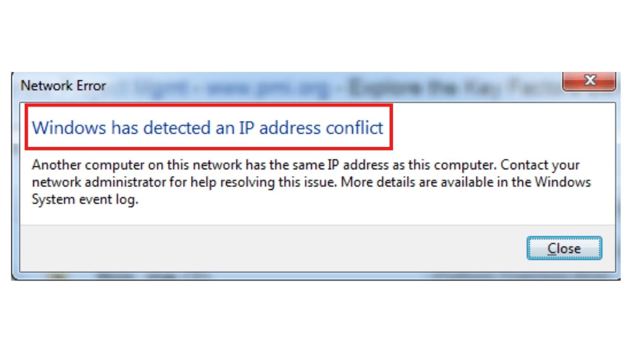Resolve Windows Has Detected An IP Address Conflict