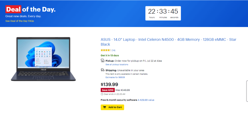 [Deal of the Day] Save $210 on ASUS 14 inch Laptop Today